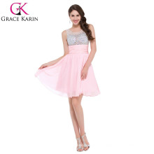 GK Sleeveless Short Beaded Pink Cocktail Dress CL7508-1